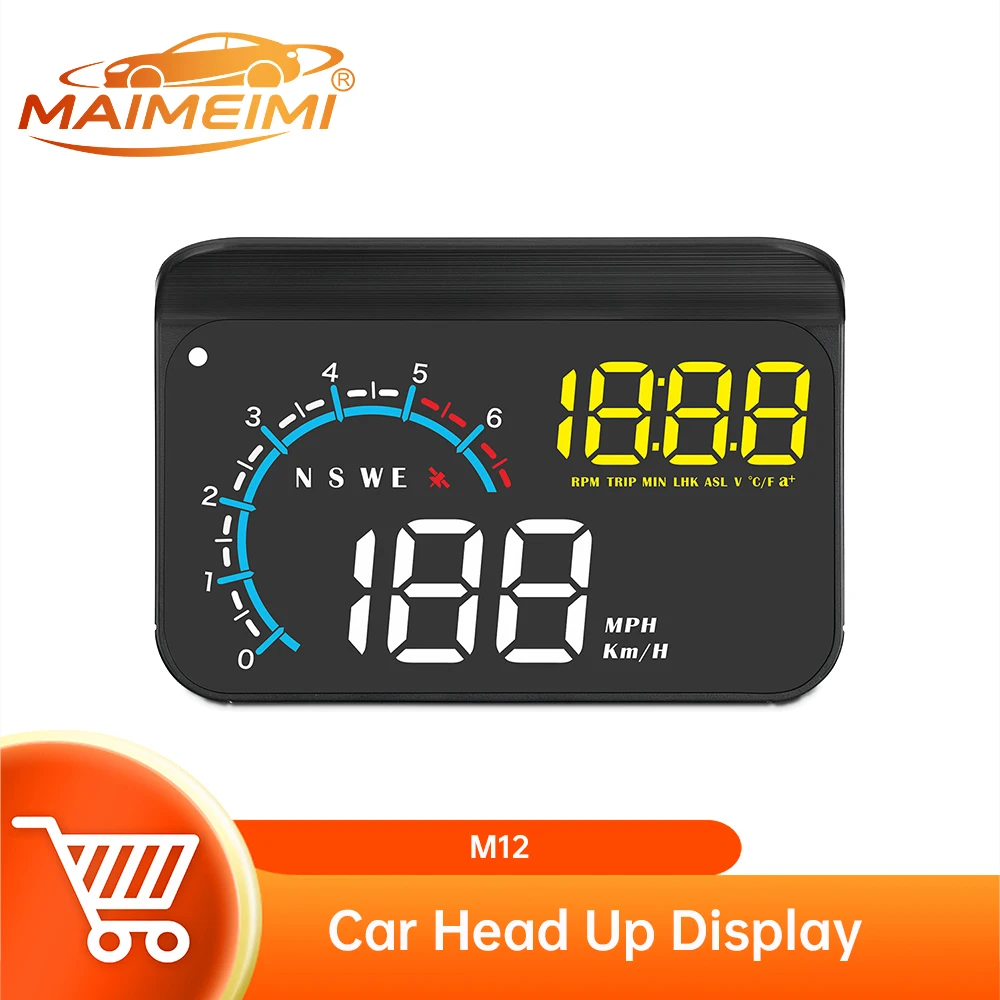 Car Head Up Display Digital GPS Speedometer Water Temp Voltage Fuel Tacho Speed OBD + GPS HUD Windshield