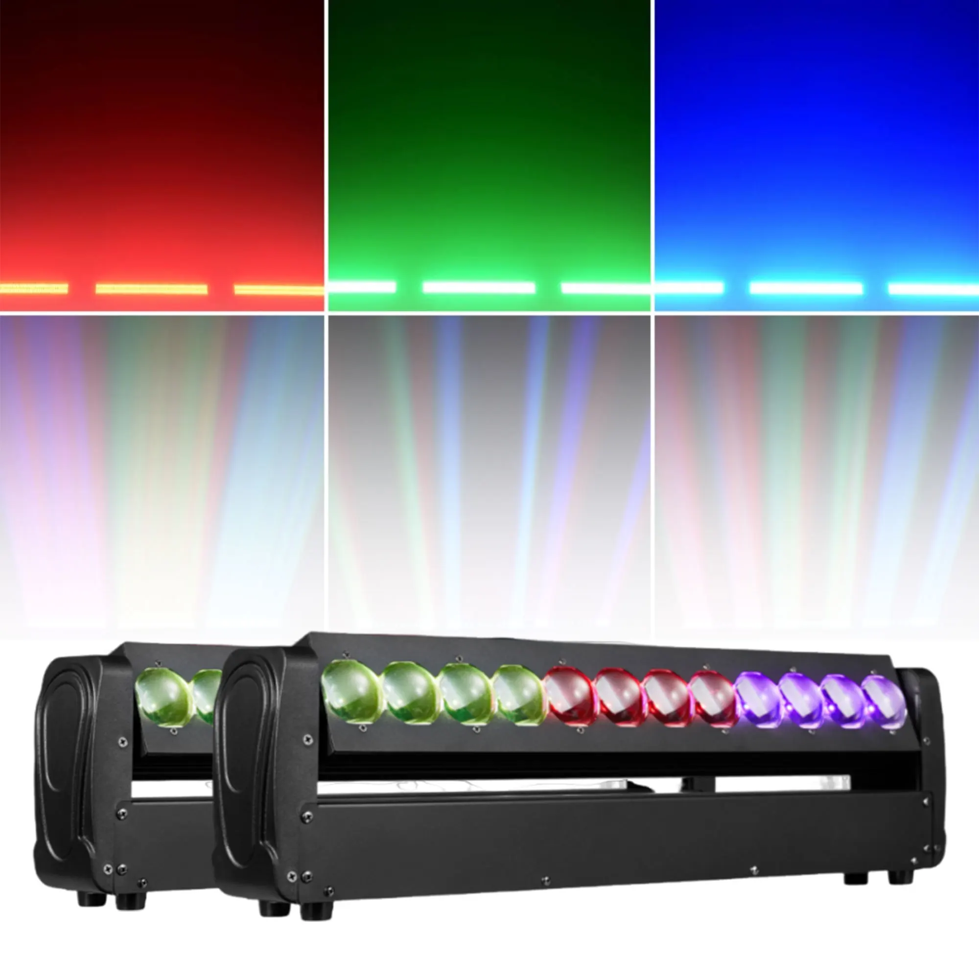 2PCS 200W 2 Sides Beam Curtain & Strobe 360° Infinite Rotation LED Moving Head DJ Bar Stage Effect Light