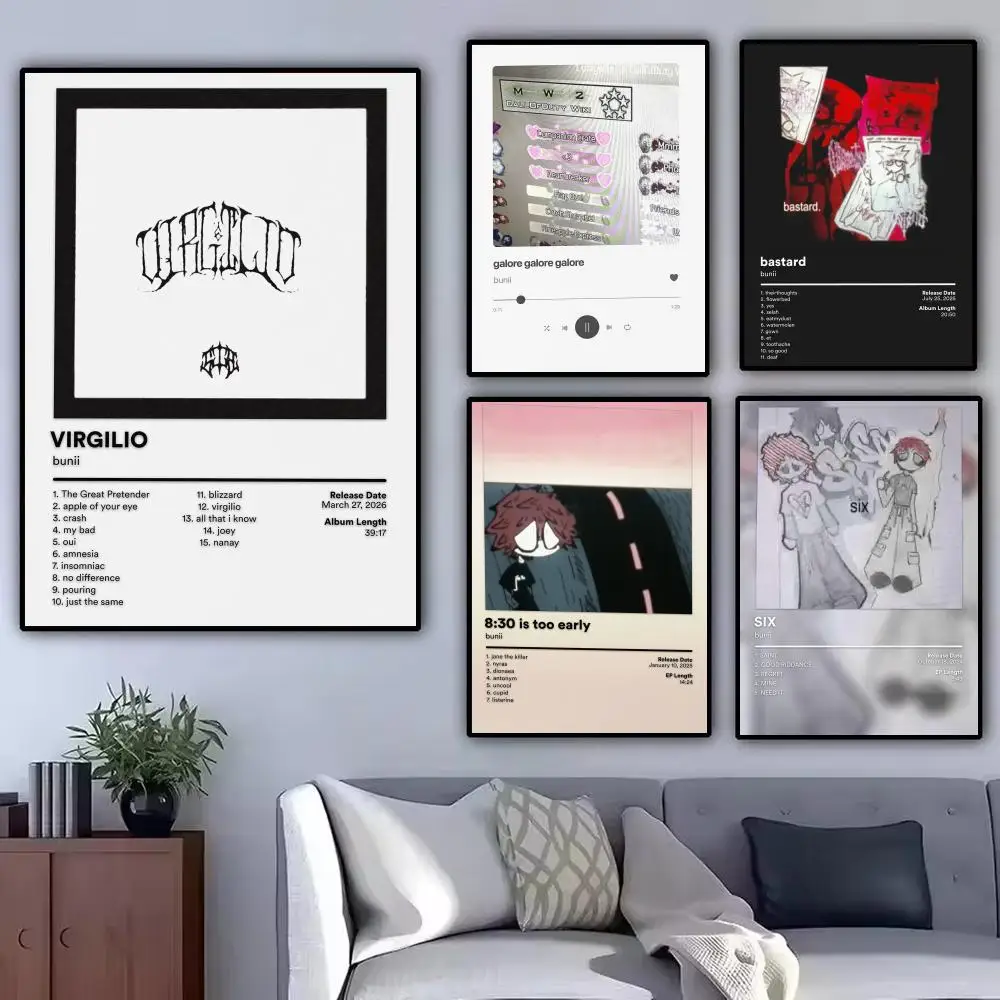 Singer B-Bunii Music Album Poster Modern Aesthetic Wall Art Poster Minimalist Room Decoration Items