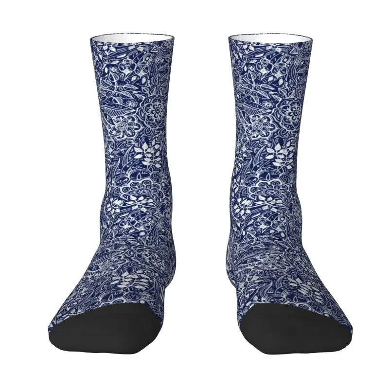 Cute Men's Detailed Floral Pattern Dress Socks Unisex Warm Breathbale 3D Printed Mandala Crew Socks