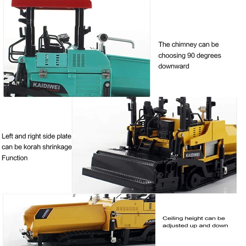 Alloy Diecast Paver Machine Paving Asphalt Highway Construction Truck 1:40 Engineering Vehicle Model Dekoracja Zabawki dla dzieci, żółty