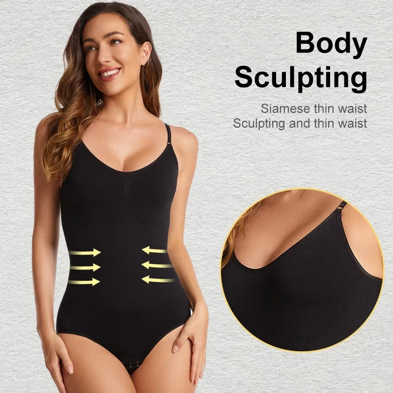 Bodysuit Compression Body Suits V Neck Spaghetti Strap Open Crotch Shapewear Slimming Body Shaper Smooth Out Corset Butt Lifter