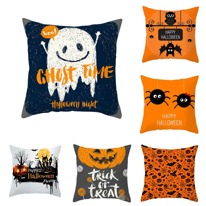 

Home Decoration Happy Halloween Cartoon Cute Devil Pumpkin Print Pillowcase Funda de almohada 45x45cm