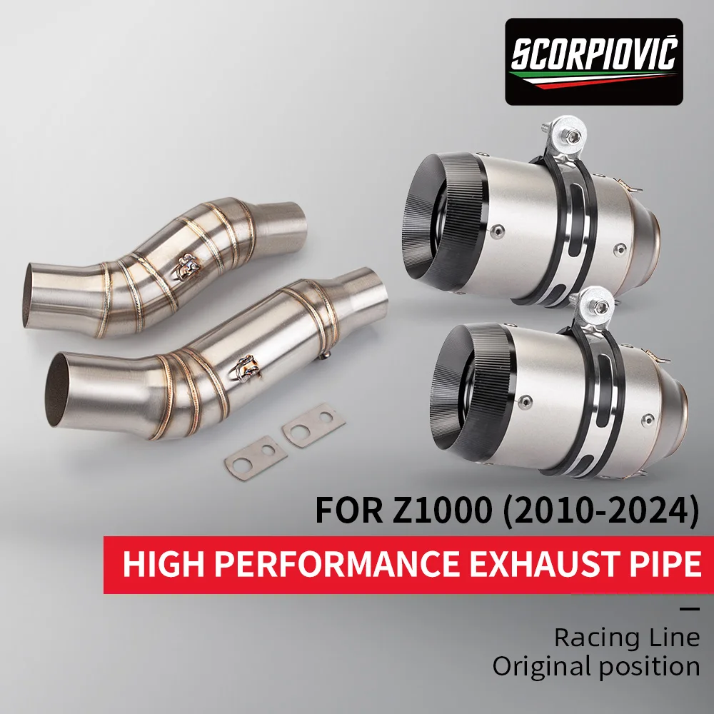 

Slip on Motorcycle Exhaust Middle Pipe Exhaust Muffler Escape Link Pipe For Z1000 2010-2024