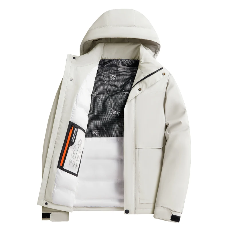 New Men's Winter Overcoat Fashion Hooded Thick Jacket Outdoor Sports Casual Overcoat Cotton Solid Warm Overcoat Trench Coat