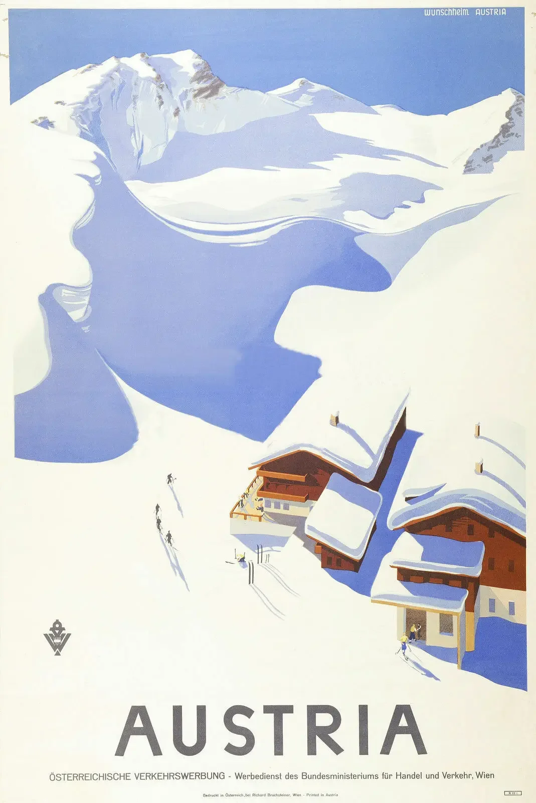 Vintage AUSTRIA Skiing Travel,Art Picture Print Canvas Poster, Home Wall Decor