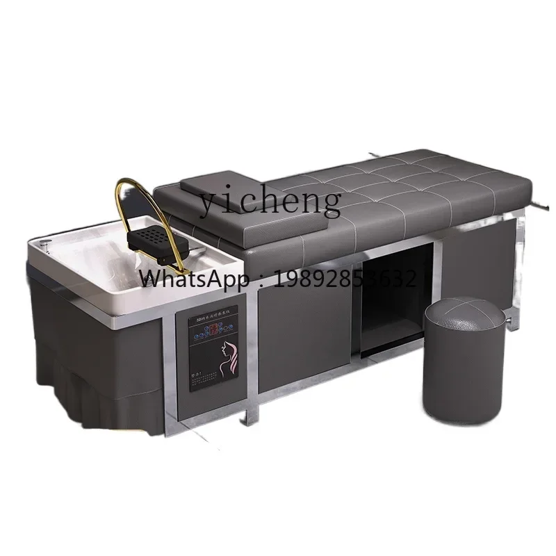 AB  Stainless Steel Shampoo Chair Barber with Water Circulation Water Heater Fumigation Beauty Salon Head Therapy Bed