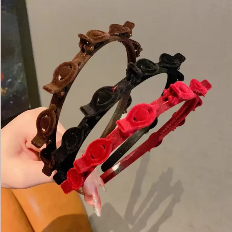 1/2/3 Pcs Flocking Braided Headband Simple Broken Hairpin Headband Fashionable Girls Face Washing Headband
