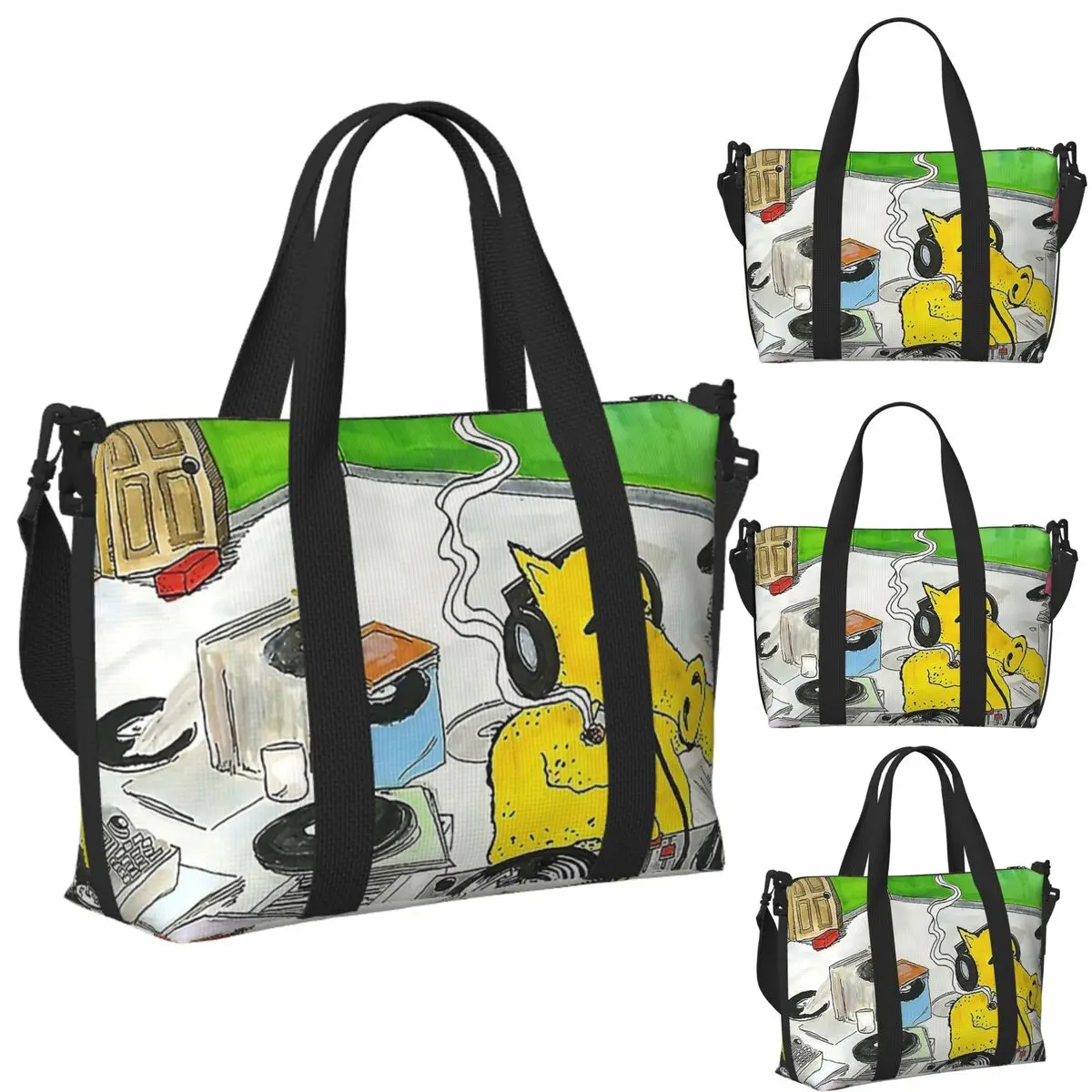 

Custom Quasimoto DJ Beach Travel Bag Large Capacity Tote Bags for Gym Sport Women Shopping Duffle Shoulder Bag