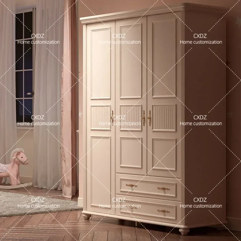 3 Door Wooden Wardrobe White Storage Cabinet Bedroom Locker Combined Closet Economical Room Organizer Furniture