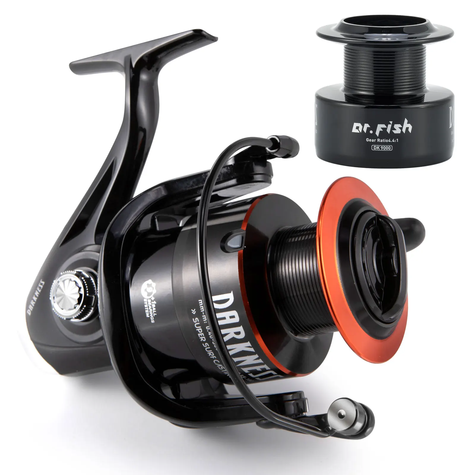 Surf Fishing Spinning Reel 9+1BB 4.4:1 Max Drag 35lb CNC Aluminum Spool Carbon Fiber Drag Graphite Body Saltwater