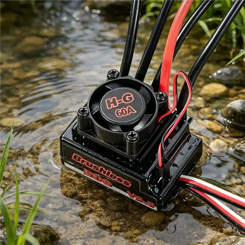 WOWFU-RC Brushless ESC 60A Waterproof Electronic Speed Controller 2-3S For 1/10 Scale RC Car On-Road Off-Road