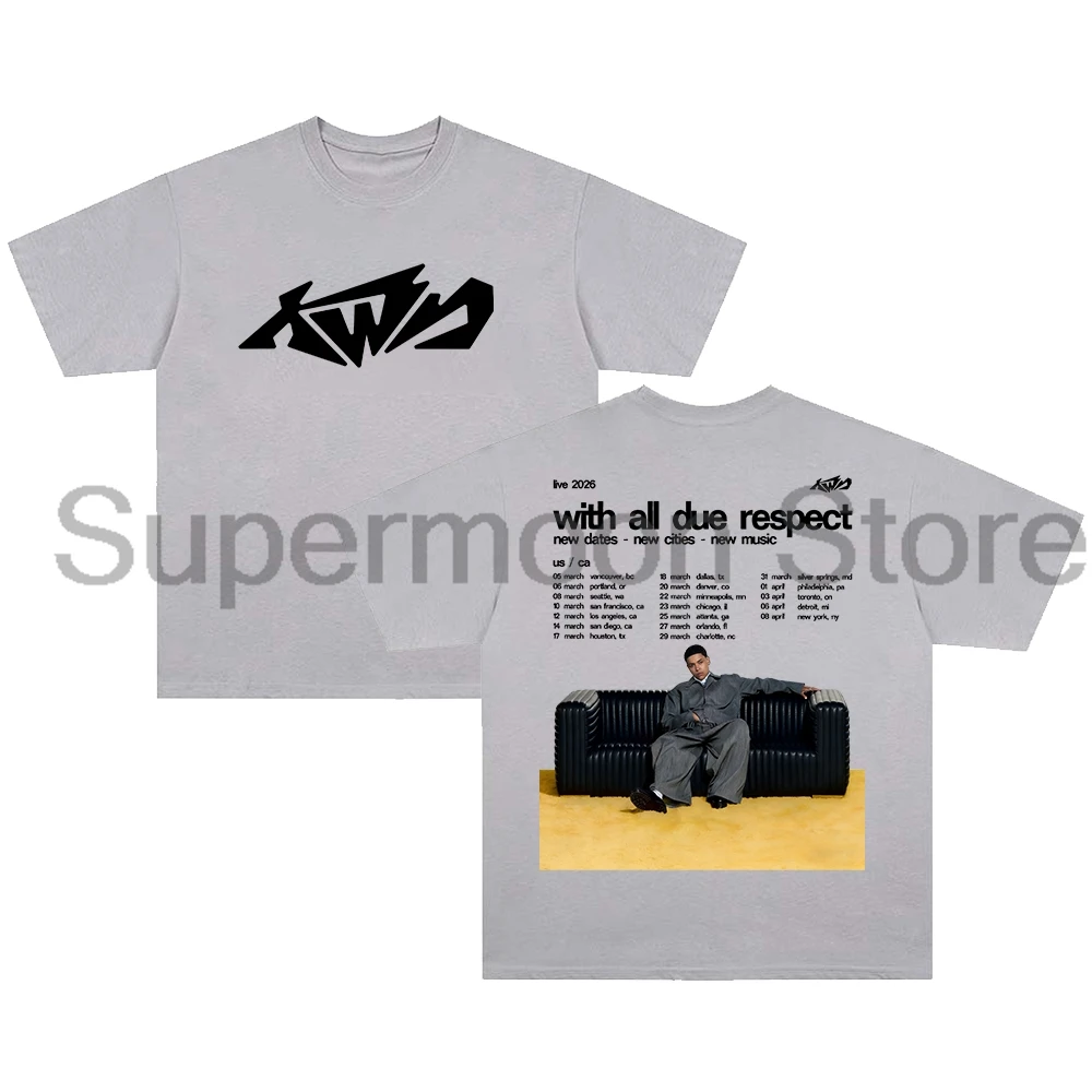 Kwn With All Due Respect Tour 2026 T-shirt Crewneck Short Sleeve Cotton Tee Women Men Streetwear Tops