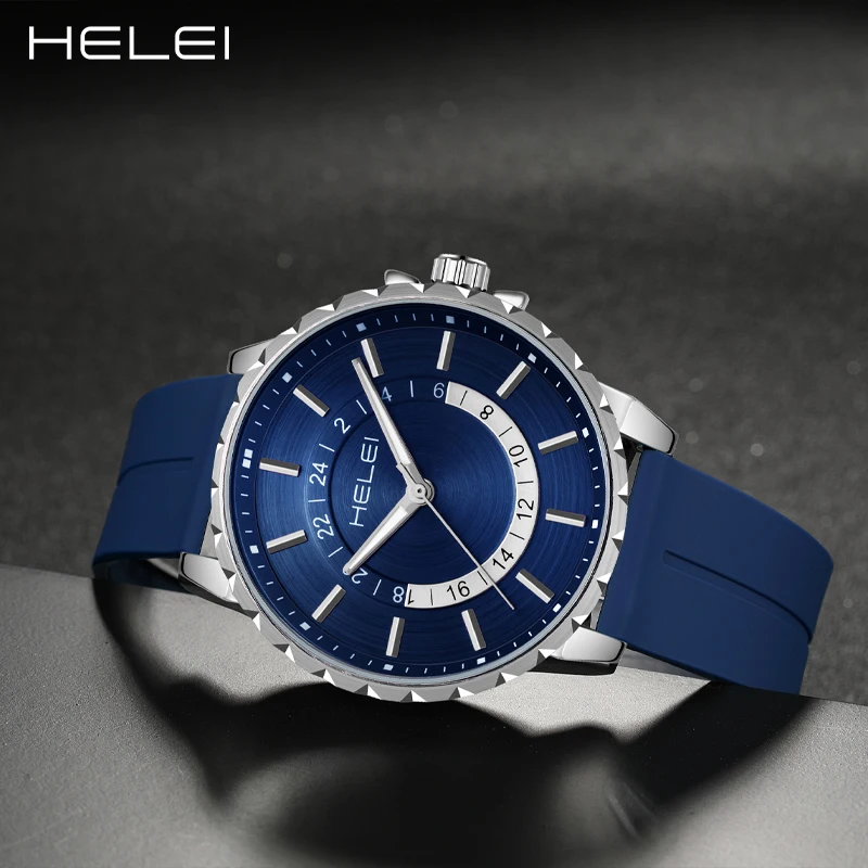 HELEI gorący Model 2024 sternik z serii moda Trend wielofunkcyjny kwarcowy męski zegarek kwarcowy zegarki męskie