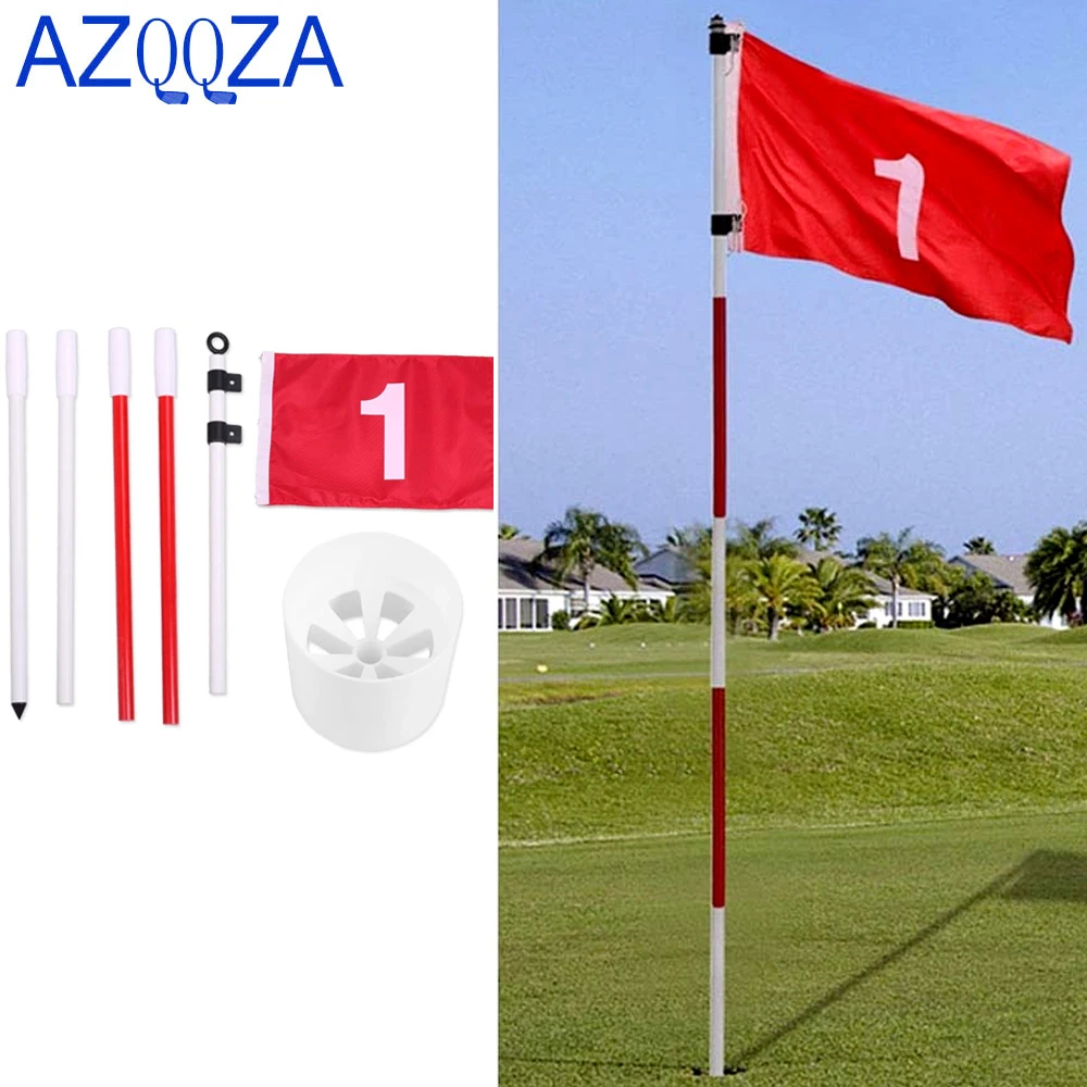 1Set Golf Flagsticks Flags Hole Pole Cup Set Portable 5 Section Practice Golf Pin Pole Flags for Yard Garden Training for golfer