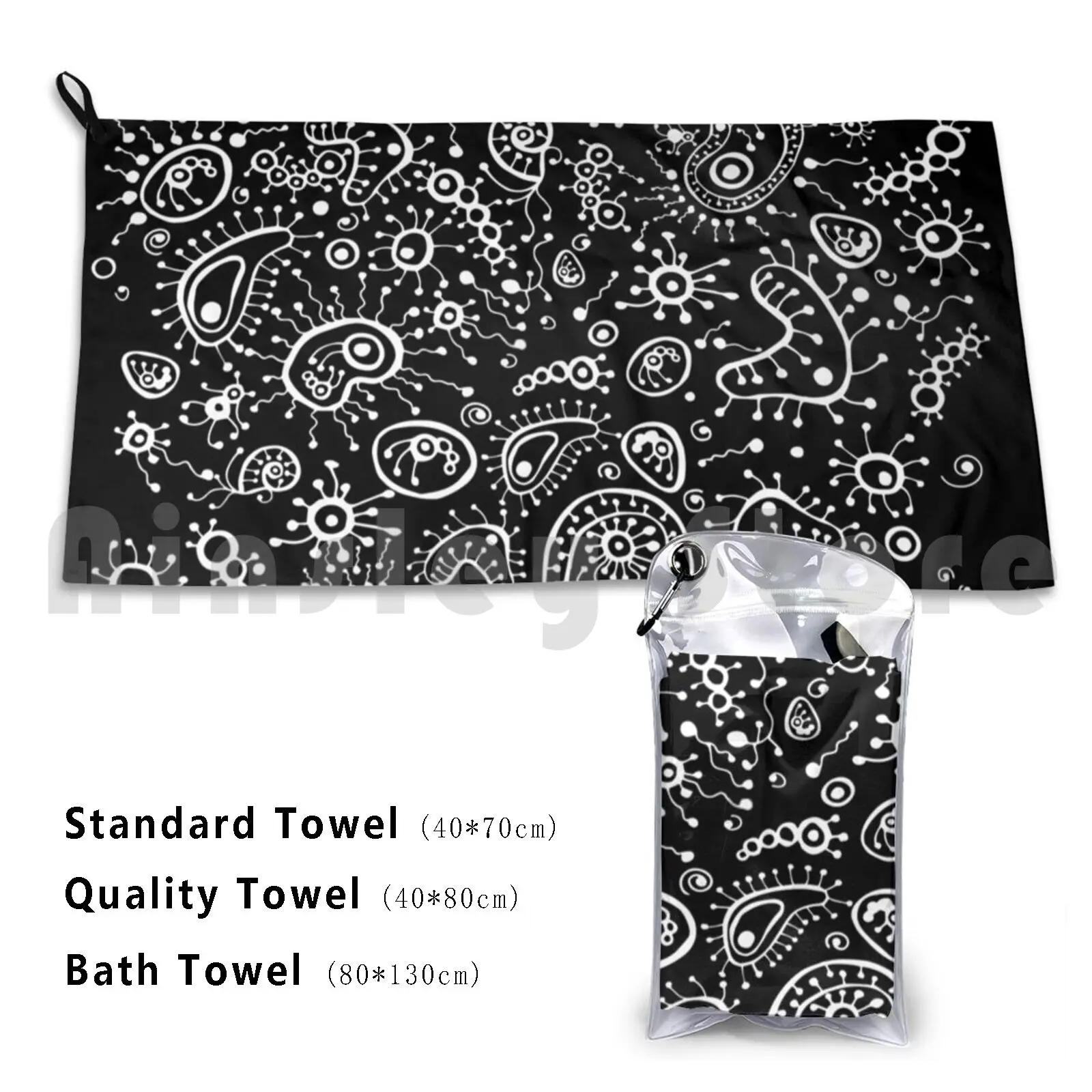 Towel Doodle Illustration Microscope. Microbes Under A Microscope. Hand Drawn Microscope And Microbes. Hat
