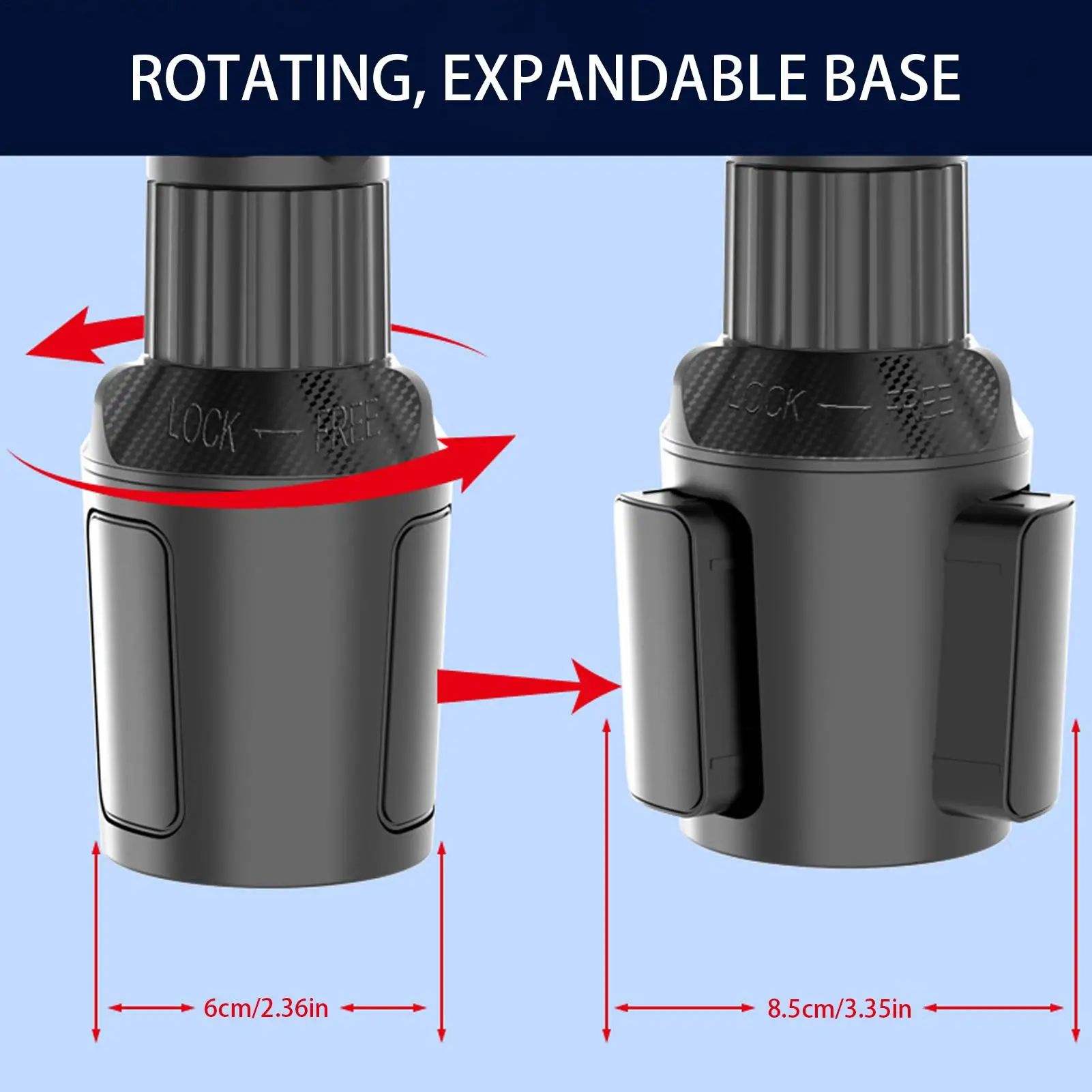 Cup Holder Food Tray 360 Degree Rotating Auto Drink Extender Table Car Food Tray For Eating For Travel Eating Lunch Road Trip