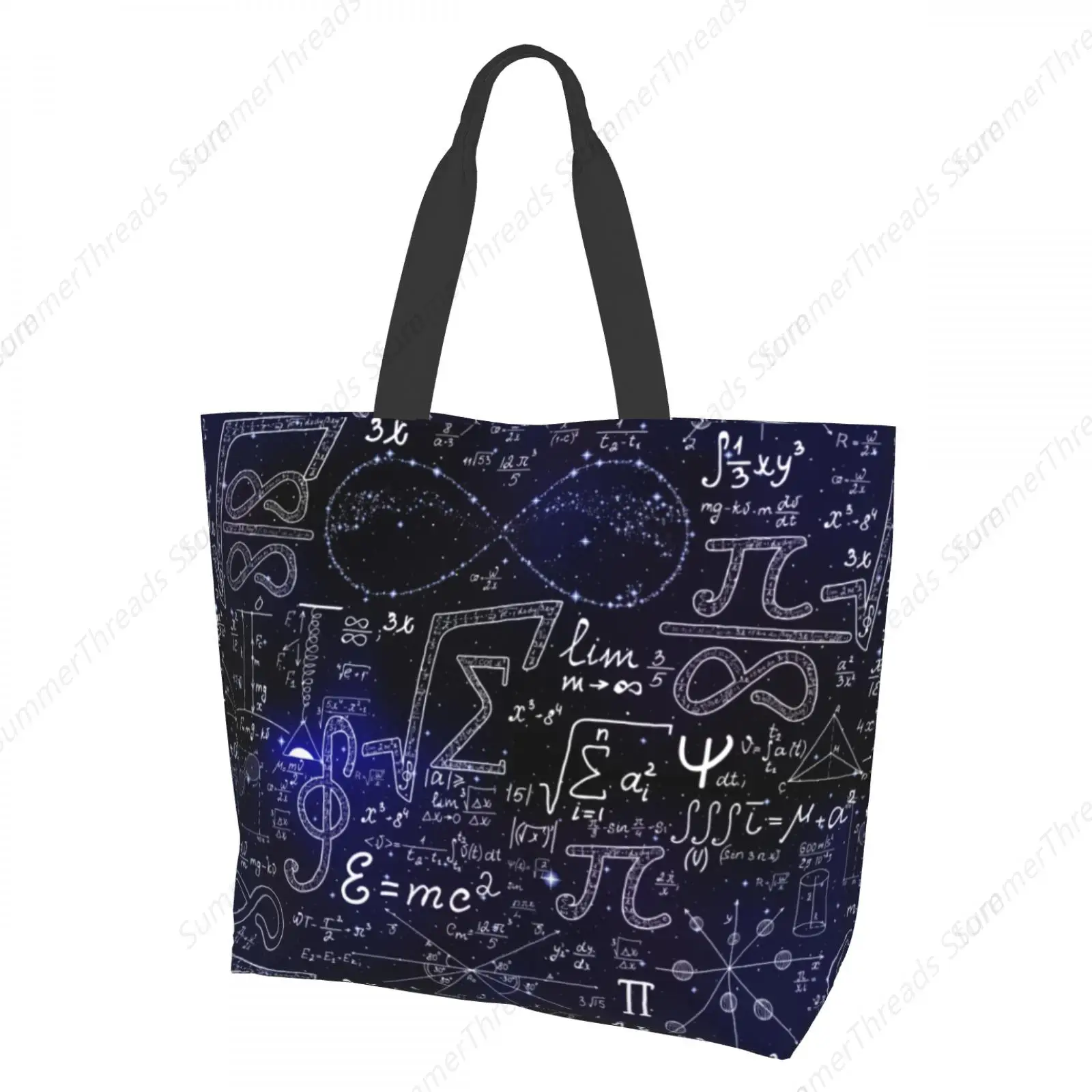 

Math Equations & Galaxy Tote Bag for Women Large Print Bags Portable Beach Bag Reusable Grocery Bags Waterproof