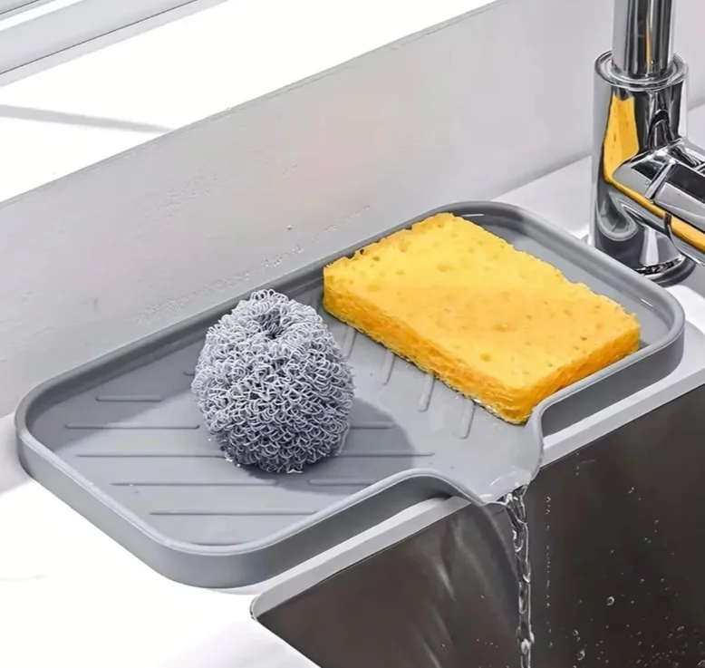 3D‑Printed Practical Kitchen Drip Tray, Plastic Grooved Countertop Drain Tray, Multi‑Purpose Kitchen Sink Accessory Organizer