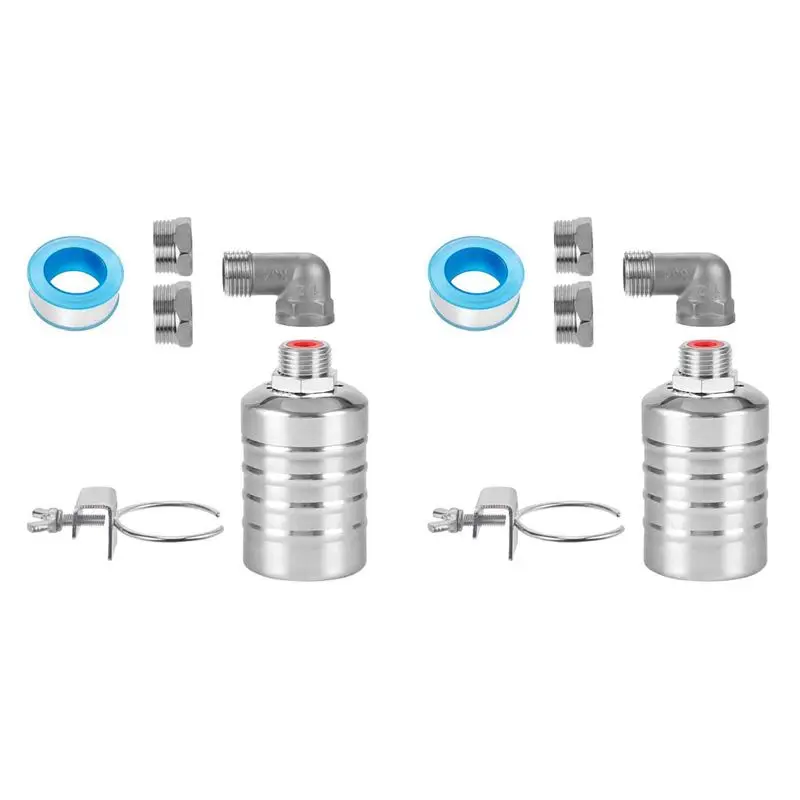 2Set 1/2Inch To 3/4Inch Water Float Valve,Stainless Steel Float Valve,Fully Automatic Water Level Controller Float Valve