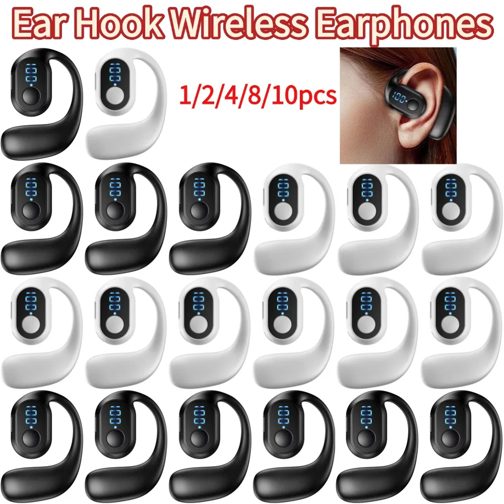 Ear Hook Wireless Earphones Bluetooth5.3 Mini Handsfree Waterproof Sport Music Headset Single Earbuds HiFi Stereo Gaming Headset