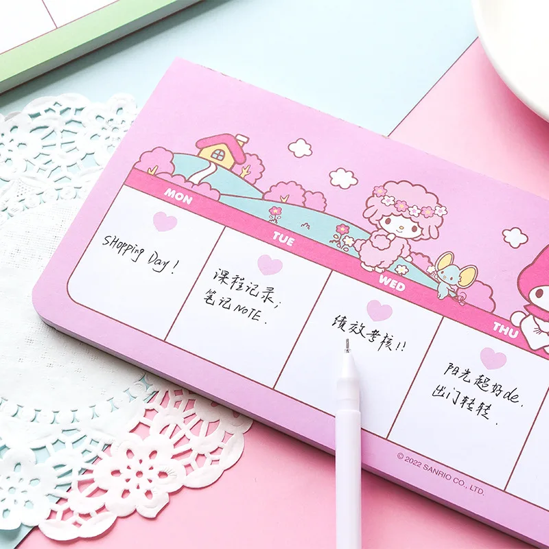 Kawaii Anime Notepad Hello Kitty Kuromi My Melody Cinnamoroll Sanrioed Cartoon Sticky Note Student Notebook Guest Notepad Gift