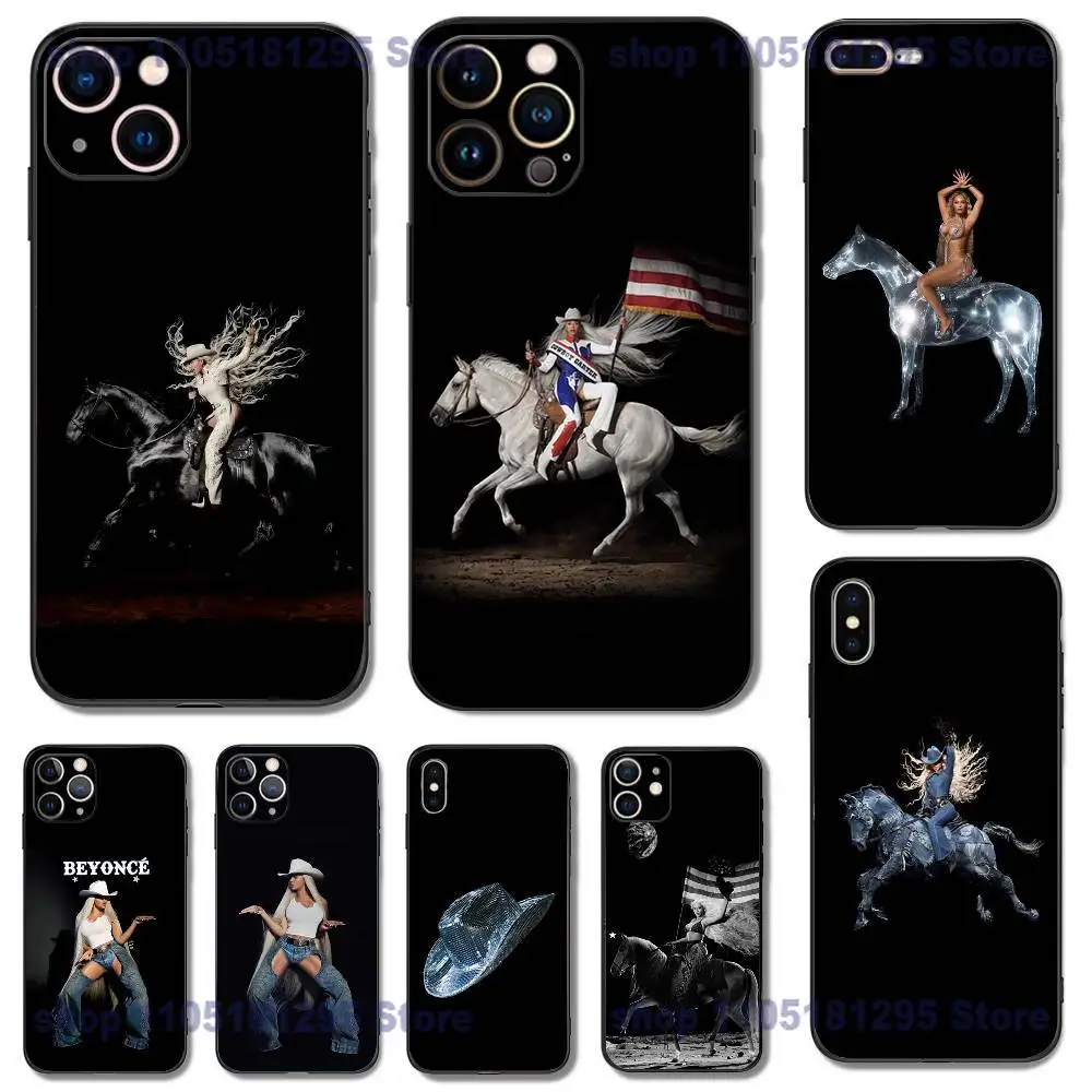 

Singer B-Beyonce Cowboy Phone Case For iPhone 17,16,15,14,13,12,11,XR,Pro,XS,Max,XR,Plus,Mini Soft Silicone Black Shockproof