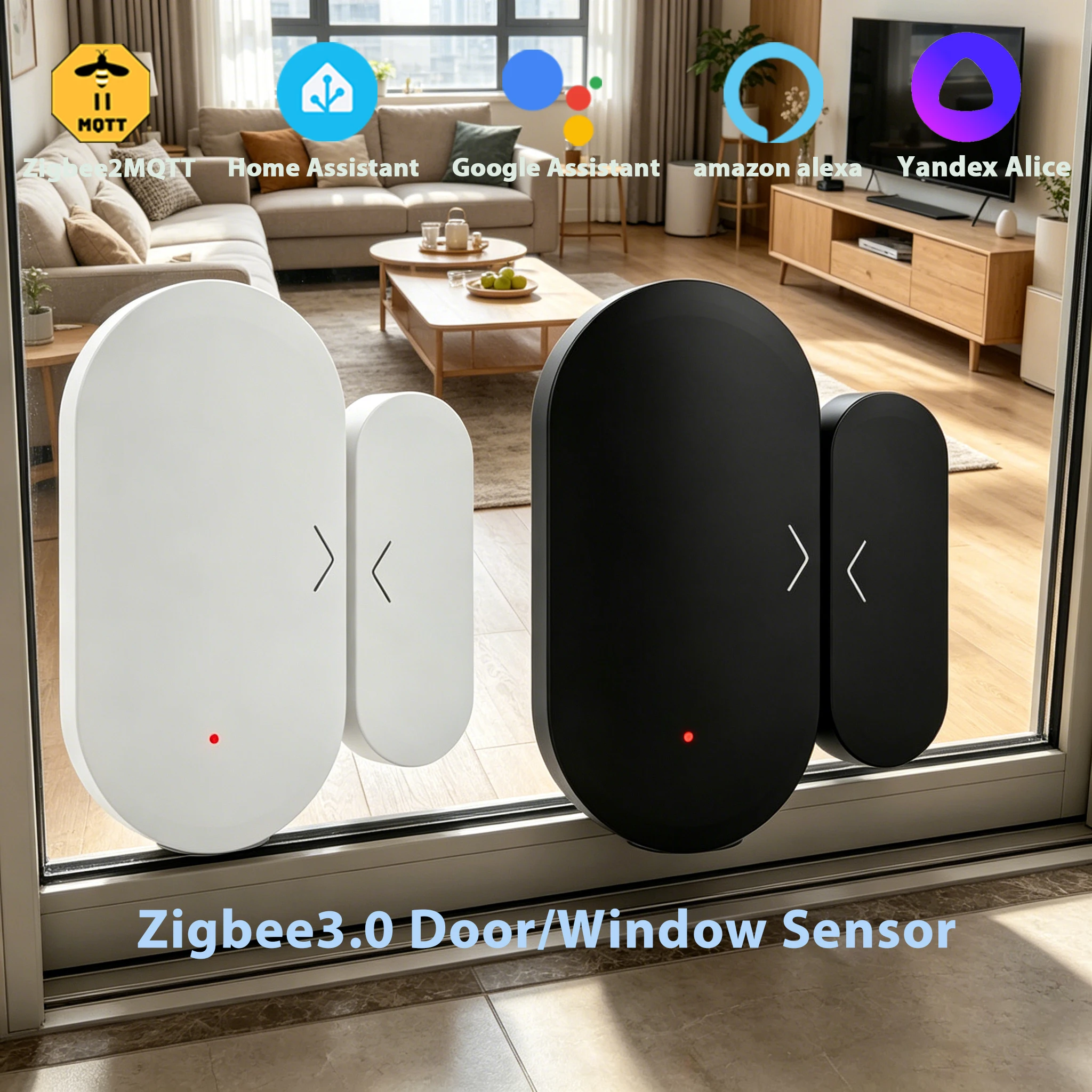 

Датчик открытия двери/окна Zigbee для умного дома, беспроводной магнитный контактный датчик, совместимый с Yandex, Z2MQTT, ZHA, Home Assistant
