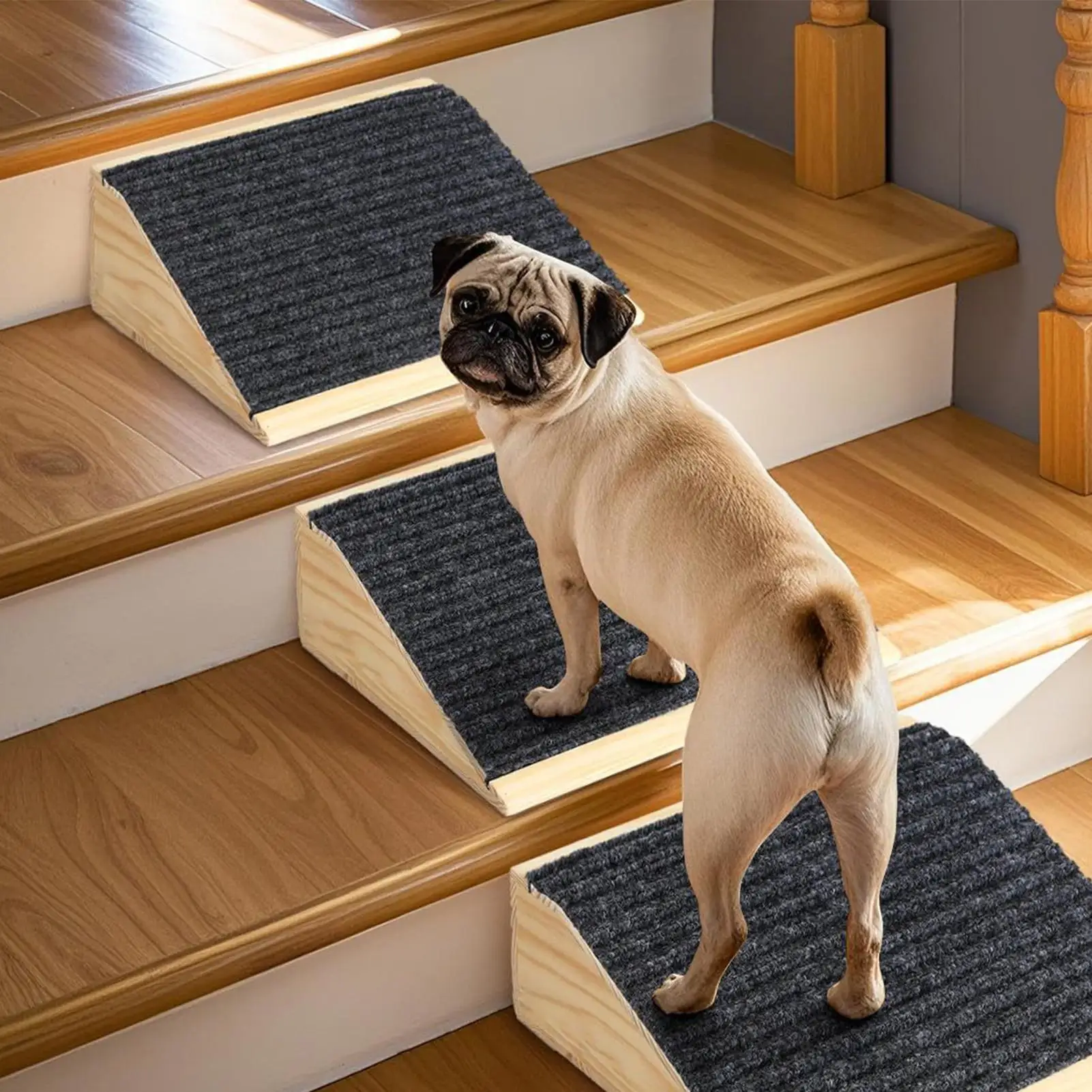 Pet Ramp Dog Stairs for Bed Portable Injured And Older Pets Cats Safety Steps for Indoor Couch Sofa Bedside Home Indoor Bedroom