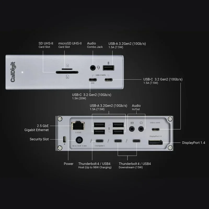 CalDigit TS4 Thunderbolt 4 ドック用 - 18 ポート、98W 充電、40Gb/s