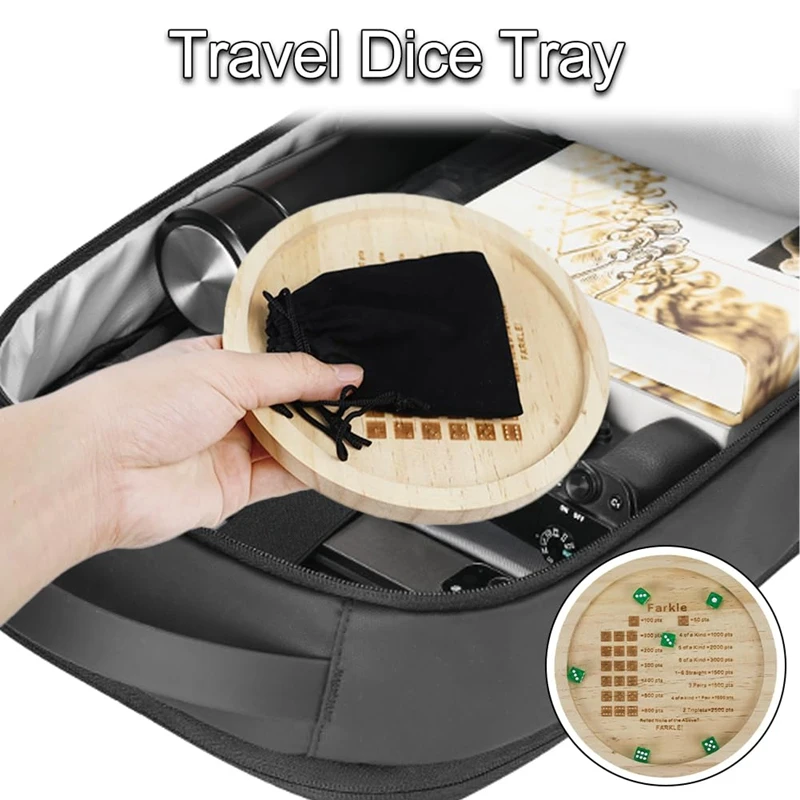 Dice Game Tray Wooden Classic Dice Game With Tray Dice Dish Family Game Exciting Games For Adults Kids Includes Six Dice