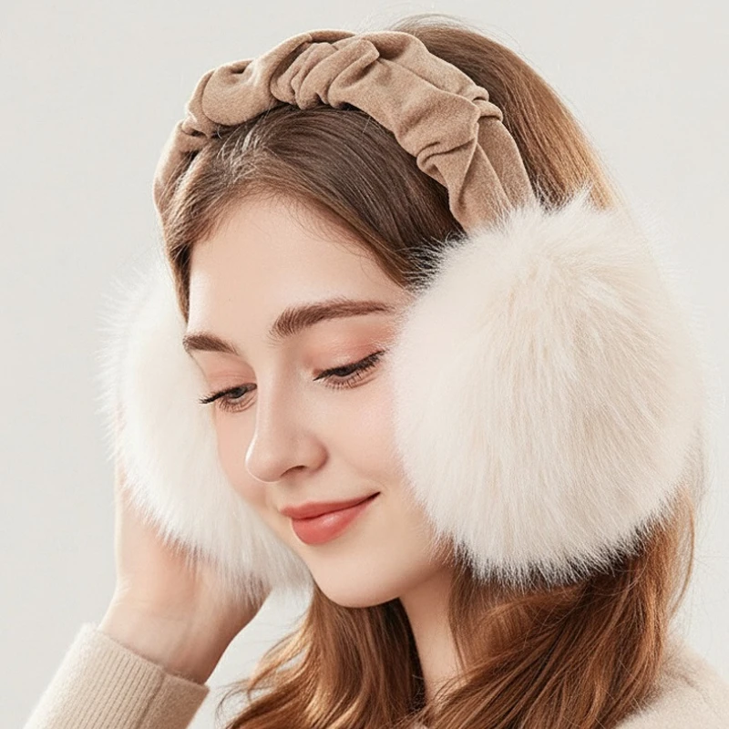 Paraorecchie in peluche Paraorecchie invernali da donna con orlo soffice Ciclismo all'aperto da uomo Paraorecchie caldi pieghevoli antivento e freddi da donna