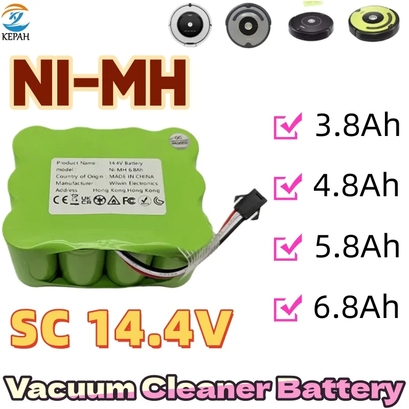 NEW 14.4V Ni-Mh SC Rechargeable Battery 3.8Ah-4.8Ah-6.8Ah for KV8 XR210 XR510 XR210A XR210B XR510B XR510C Vacuum Cleaner Robots