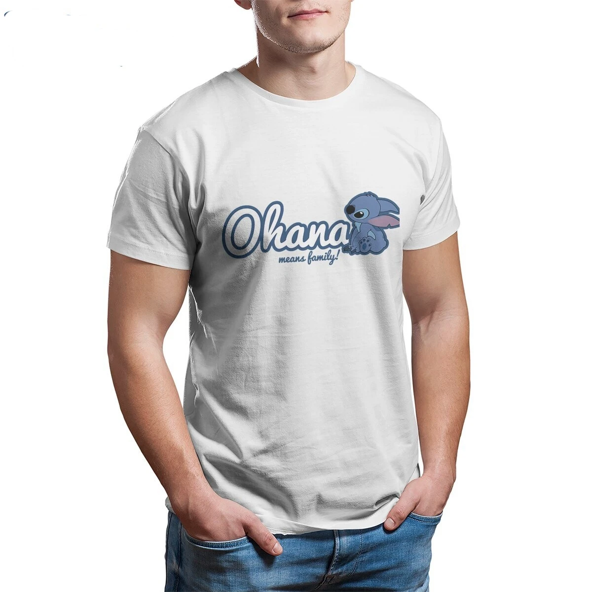 Funny  Ohana Family Stitch  T-Shirt Men Crewneck Cotton T Shirts  Short Sleeve Tee Shirt Gift Tops