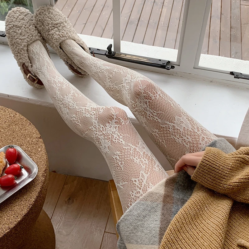 Kadınlar seksi çorap kulübü parti anti-takılmaya çiçekler tayt Calcetines balık ağı çorap Fishnet Mesh dantel yumuşak hoses hortumlar