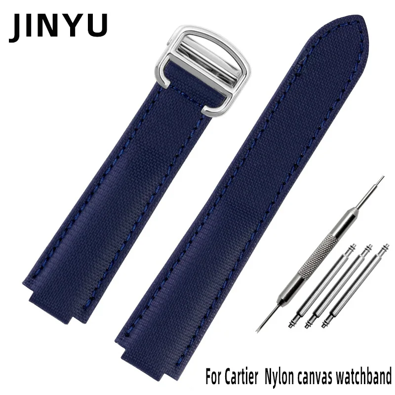 For Cartier Blue Balloon WSBB0027 WSBB0025 Nylon canvas watchband Men women Leather bottom watch strap 18-11mm 20-12mm Bracelet