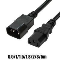 AC Power Extend Cable 0.5/1/1.5/1.8/2/3/5m IEC C13 to C14 Plug Power Extension Cord For DJ Stage Light PC Computer UPS PDU