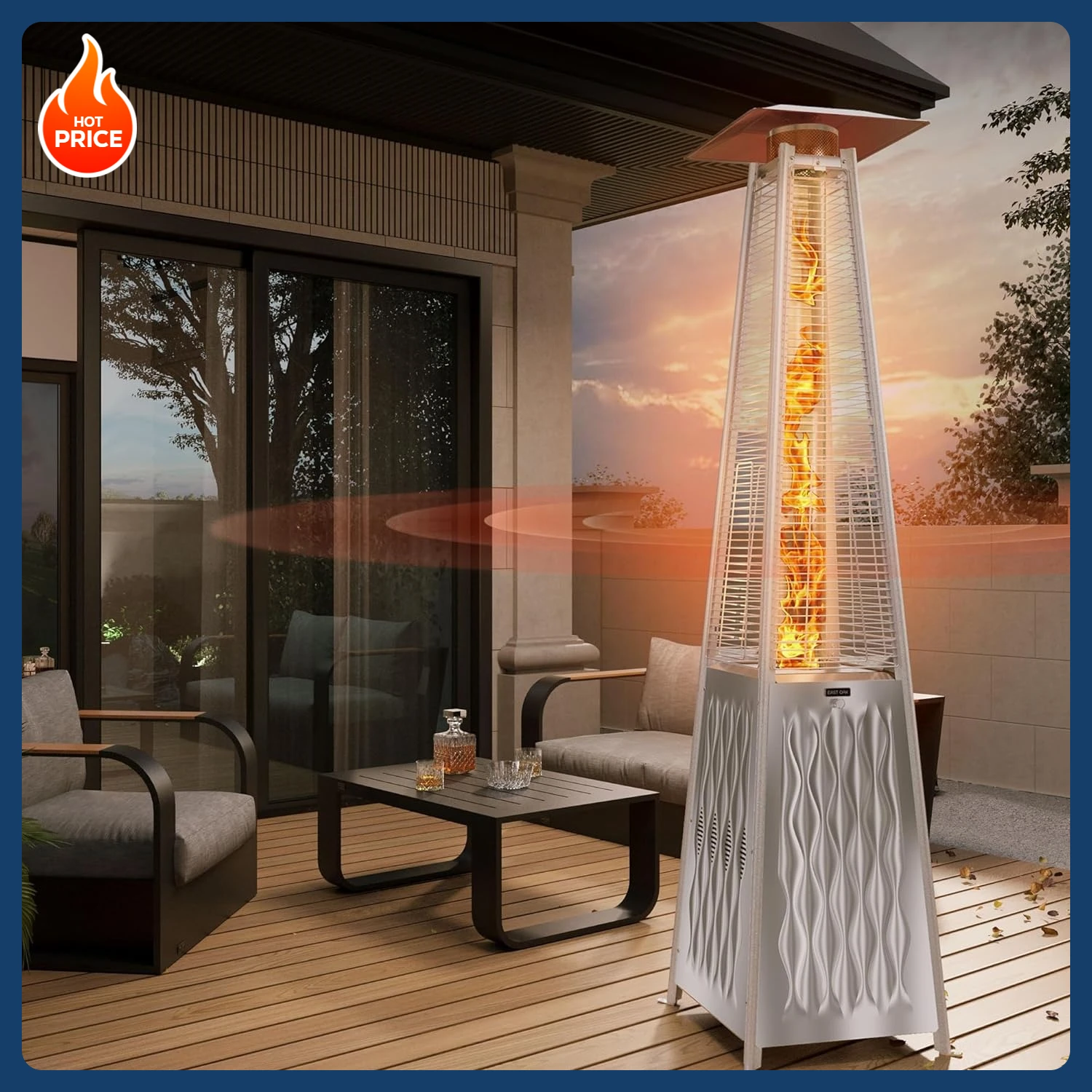 

[Ограниченное предложение по времени! ]Пирамидальный обогреватель для патио, 48,000 БТЕ, уличный обогреватель для патио, полностью из нержавеющей стали, пропановый обогреватель с трубкой из кварцевого стекла