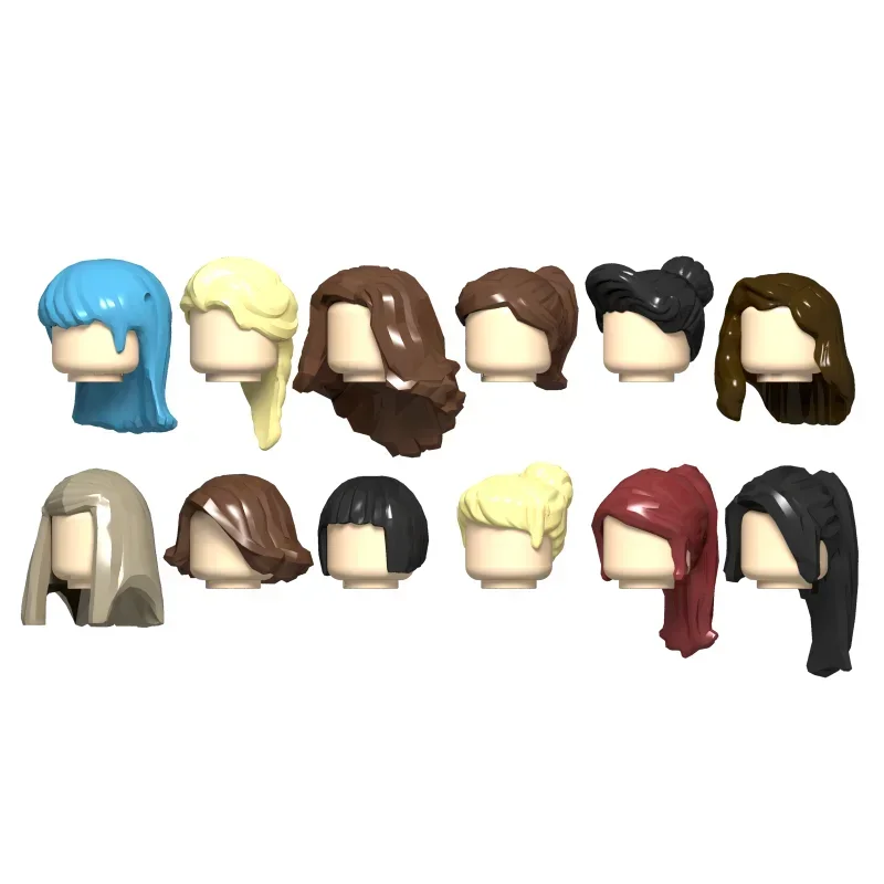 1pcs City Figures Hair Building Blocks Character Head Parts Man Woman Girl Boy Head Brown Black Hairstyle DIY Bricks Kids Toys