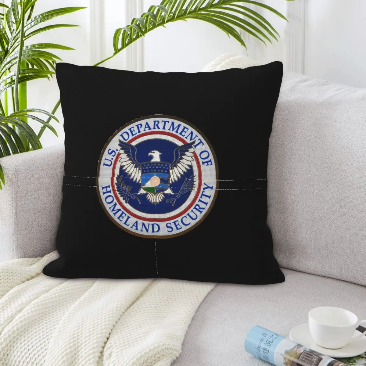 DHS - Department Of Homeland Security Square Linen Pillowcase Cushion Cover Polyester Decor Bedroom Home Comfort Throw Pillow