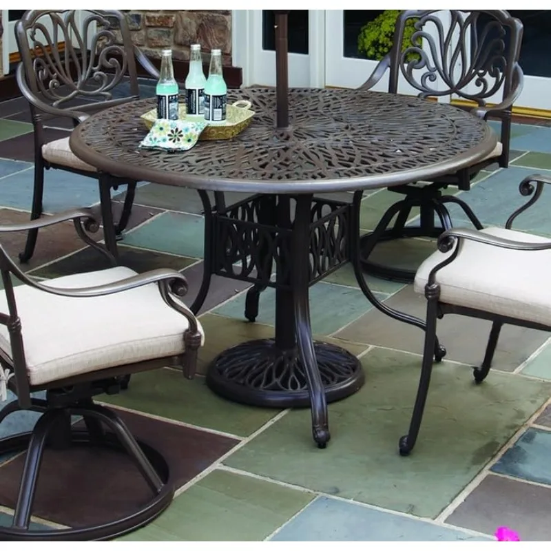 Outdoor Dining Table Taupe Solid Cast Aluminum Is Rustproof  Lightweight  Incredibly Strong and Durable. Coordinates Well