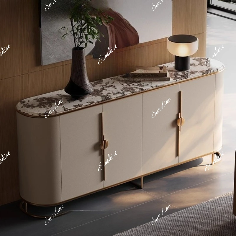 

Light luxury home entrance modern simple living room cabinet natural luxury stone dining side cabinet