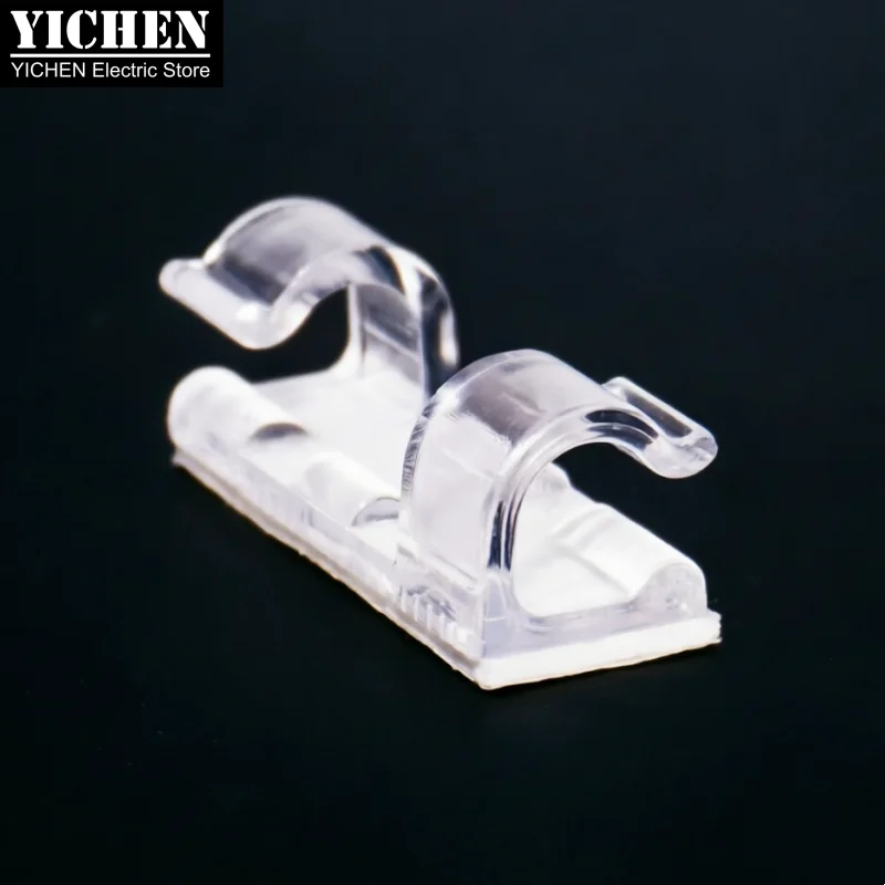 50/100pcs High Transparency Cable Clips Self Adhesive Wire Organizer 1600T Strong Glue Wall Mount Holder for 4mm Diameter Cords