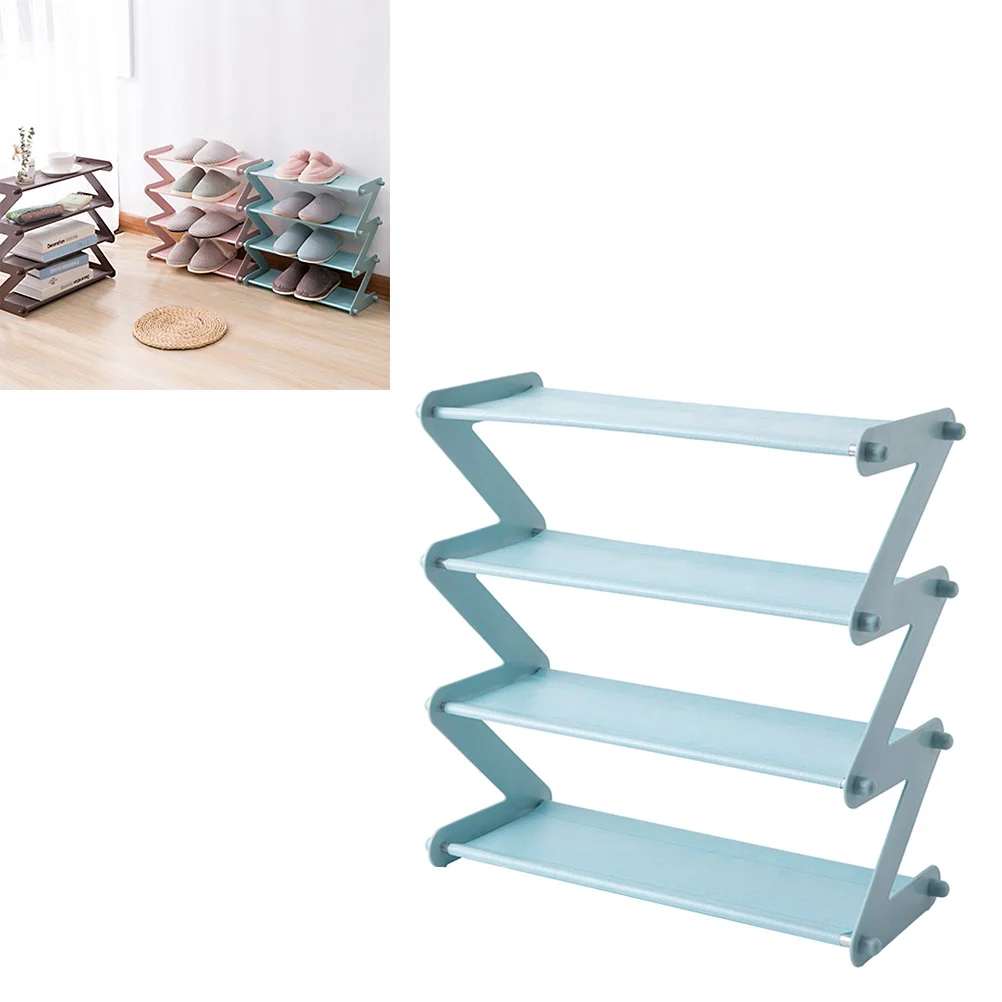 

4 Tier Stainless Steel Rack Blue Non-Woven Fabric Multi-Layer Organizer For Heels Sandals Sneakers Shoe Storage Solution Shoe