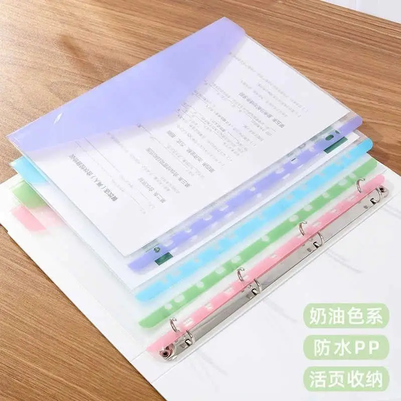 

A4 Large Capacity Loose-Leaf File Pockets, Expandable Button And Label Pockets,Suitable For School,Home, Office- Portable Design