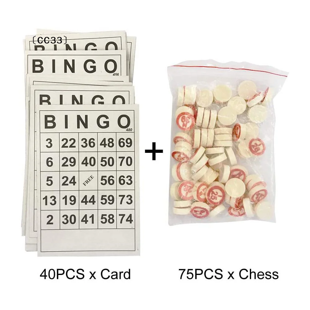 

40 bingo cards + 75 chess pieces do not repeat bingo cards BINGO cards digital children's entertainment games〔CC33〕