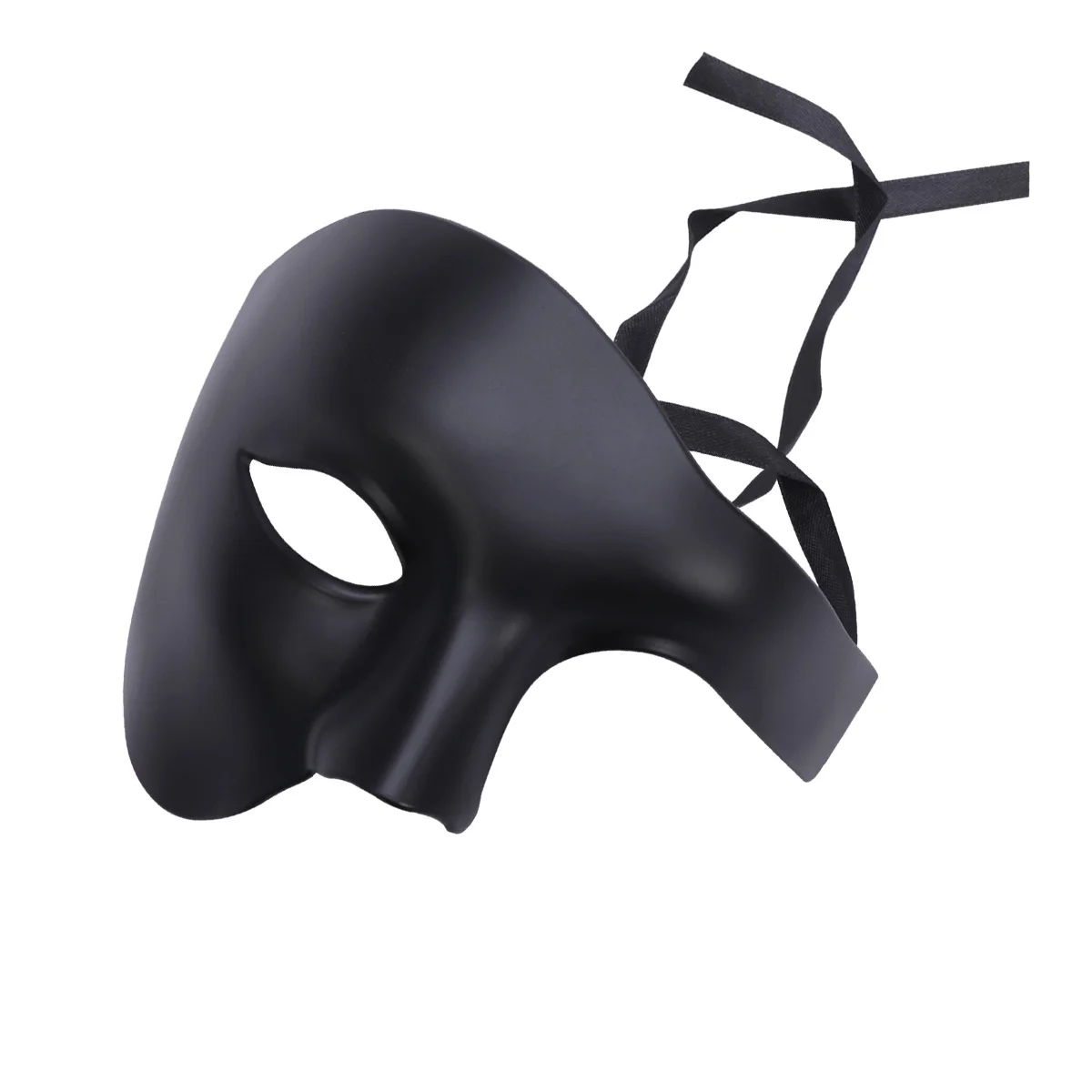 Halloween One-eyed Mask Masquerade Mask Delicate Retro Solid Color Half Face Mask for Cosplay Party Festival White