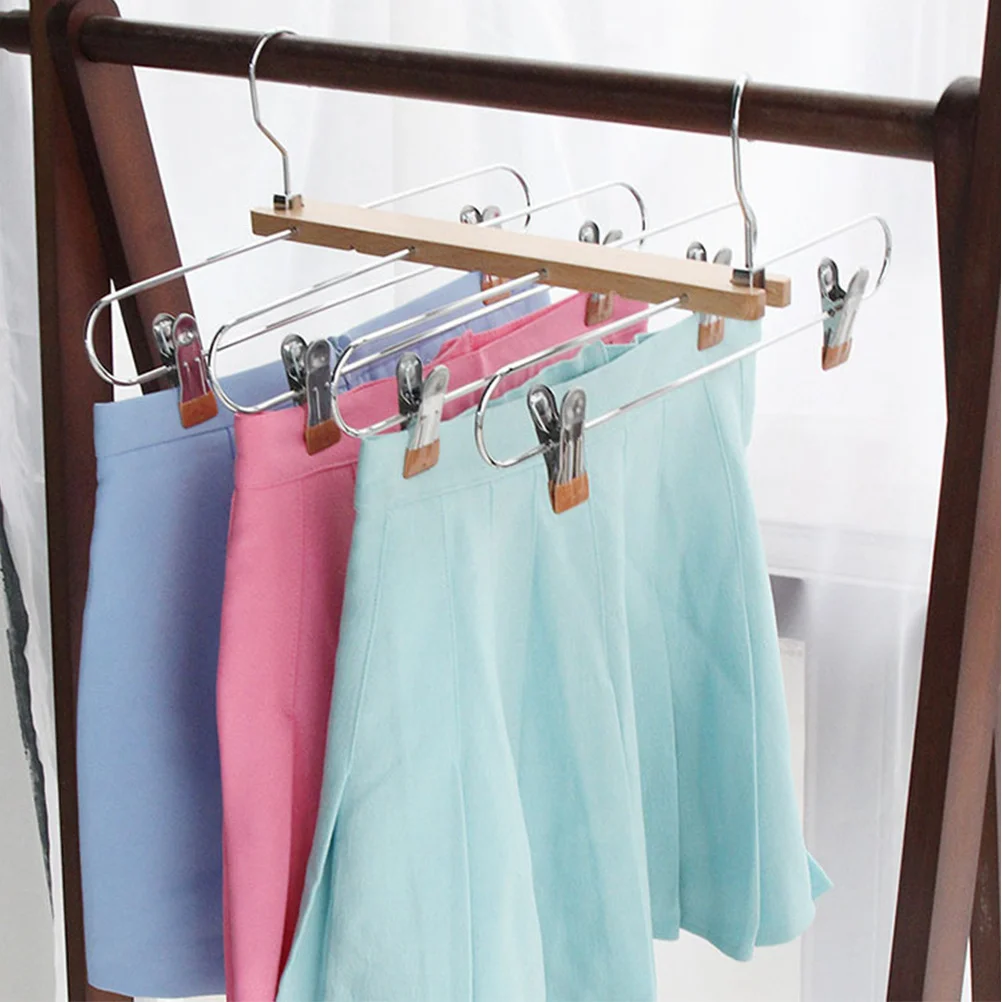 Rak Gantungan Baju Lipat Teleskopik Multifungsi dari Kayu Solid, Rak Pajangan Pakaian, Organizer Lemari, Penyimpanan Celana Jeans