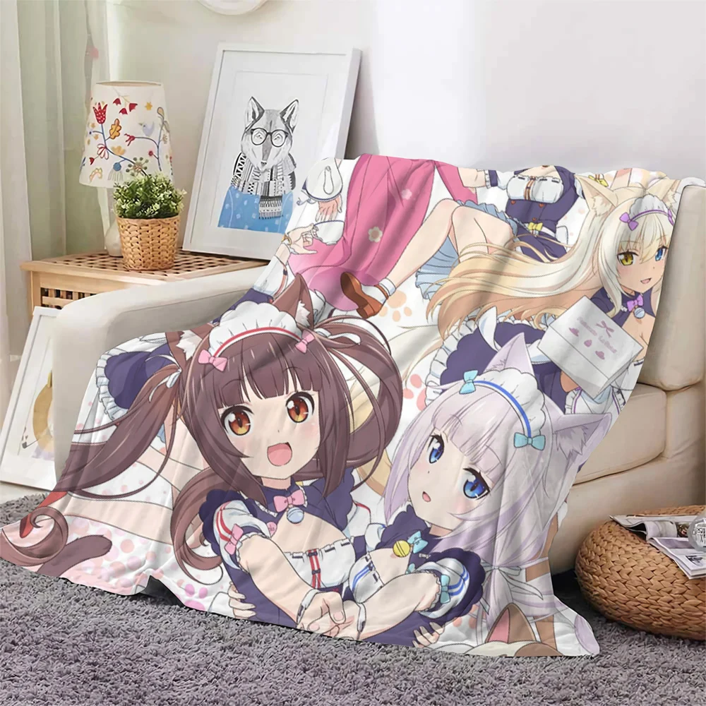 3D Kawaii Girl NEKOPARA Anime Cute Lolita Blanket,Soft Throw Blanket for Home Bedroom Bed Sofa Picnic Travel Cover Blanket Kids