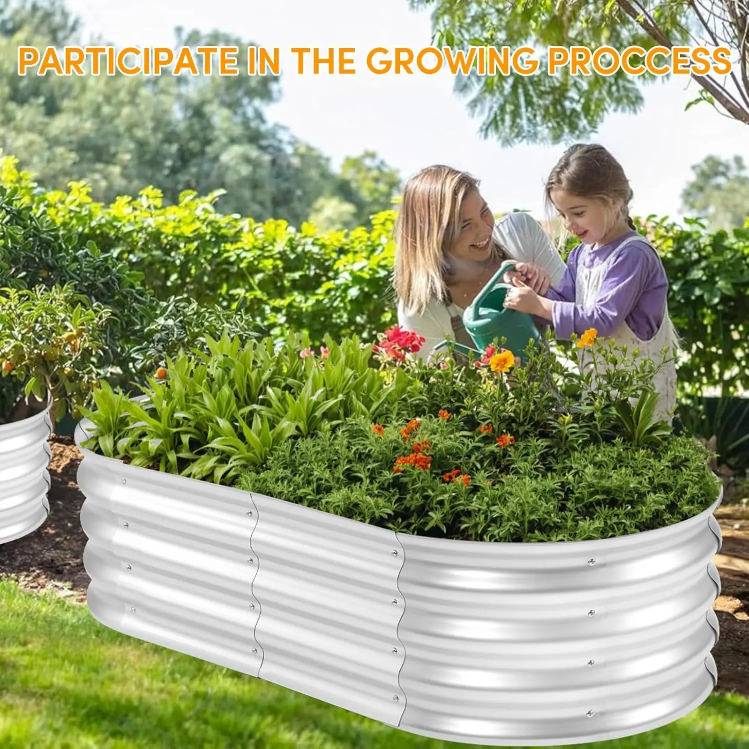 طقم سرير حديقة مرتفع مجلفن - سرير حديقة مرتفع متين وجمالي للبستنة الخارجية، مثالي للخضروات والفواكه، #2